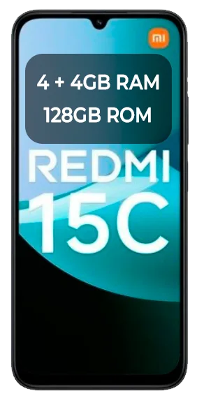 Xiaomi Redmi 15C 5G 4GB (+4GB Ampliable) RAM 128GB ROM 6.9" Color Negro Medianoche